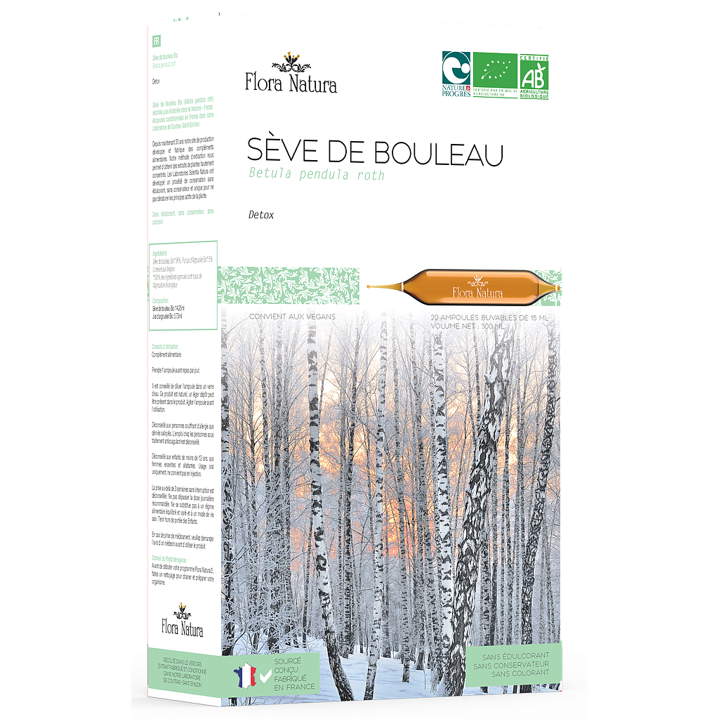 Flora Natura® Sève de Bouleau Bio 20 Ampoules - Pharmacie Agnès Praden à Alès