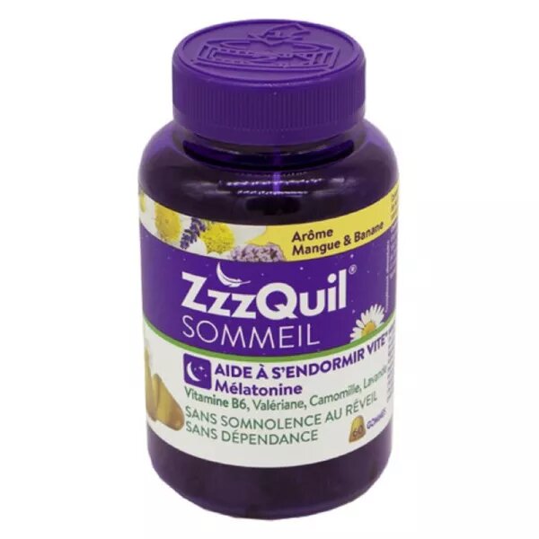 Zzzquil Sommeil 60 Gommes Arôme Mangue Banane - Complément Alimentaire Aidant à s' Endormir Vite - Pharmacie Agnès Praden à Alès
