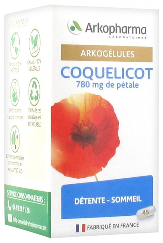 Arkopharma Arkogélules Coquelicot 45 Gélules - Pharmacie Agnès Praden à Alès