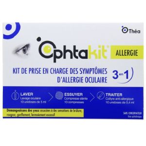 Théa Ophtakit Allergie Kit Prise en Charge des Symptômes 10 Compresses Stériles et 10 Unidoses - Pharmacie Agnès Praden à Alès