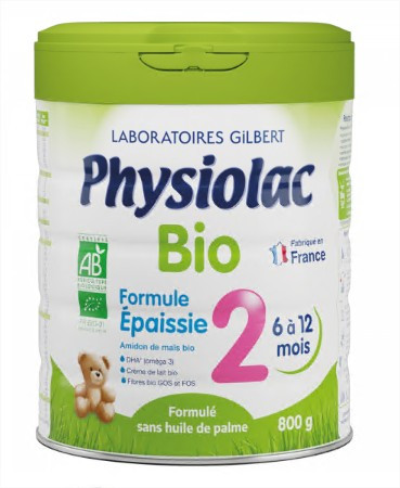 Physiolac Bio Formule Epaissie 2 Lait 6 - 12 mois 800g - Pharmacie Agnès Praden à Alès