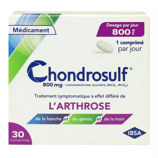 Ibsa Chondrosulf 800mg Arthrose 30 Comprimés - Pharmacie Agnès Praden à Alès