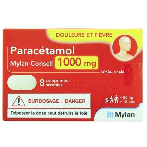 Mylan Paracétamol Conseil 1000mg 8 Comprimés - Pharmacie Agnès Praden à Alès