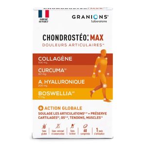 Granions Chondrostéo Max Collagène Curcuma & Acide Hyaluronique 60 Comprimés - Pharmacie Agnès Praden à Alès