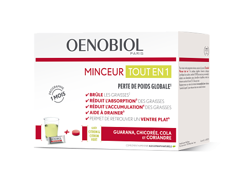 Oenobiol Minceur Tout en 1 30 sticks + 60 comprimés - Pharmacie Agnès Praden à Alès