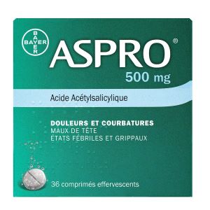 Bayer Aspro 500 Effervescent 36 Comprimés - Pharmacie Agnès Praden à Alès