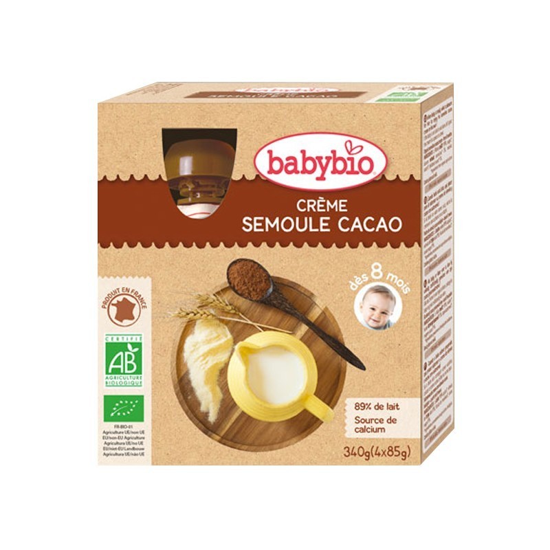 Babybio Gourdes Crème Semoule Cacao 90g x4 - Pharmacie Agnès Praden à Alès