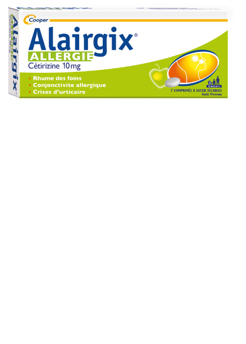 Alairgix allergie cetirizine 10mg 7 comprimés à sucer - Pharmacie Agnès Praden à Alès