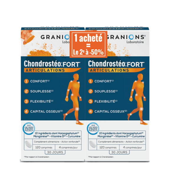 Granions Chondrostéo+ Fort Articulations 2X120 comprimés 200g - Pharmacie Agnès Praden à Alès