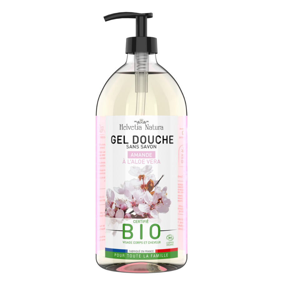 Helvetia Natura Gel Douche Amande à l'Aloe Vera Bio - 1L - Pharmacie Agnès Praden à Alès