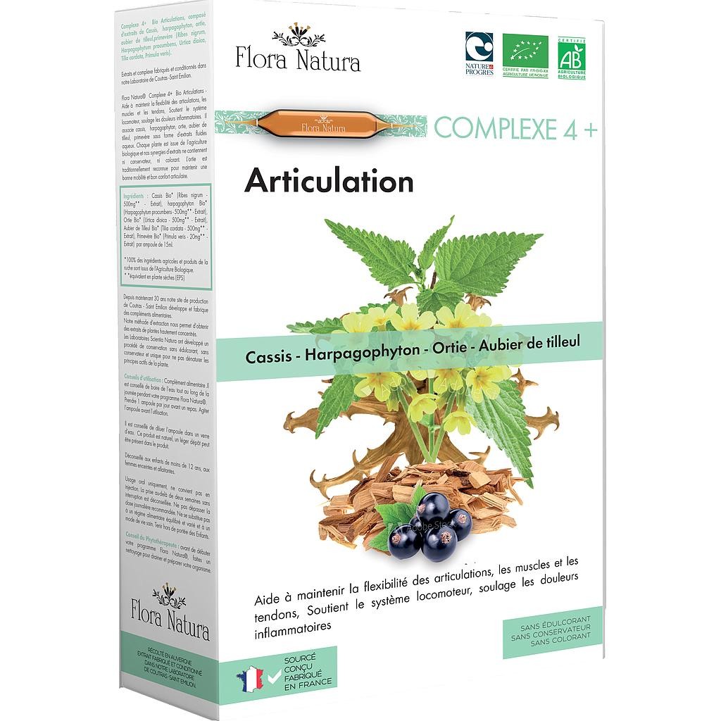 Flora natura complexe 4+ Articulations bio 20 ampoules 15 ml - Pharmacie Agnès Praden à Alès