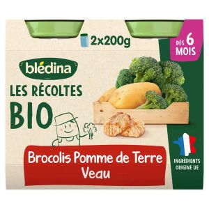 Bledina Les Récoltes Bio Petit Pot Brocolis Pommes de Terre et Veau Bio Dès 6 Mois 2x200 g - Pharmacie Agnès Praden à Alès