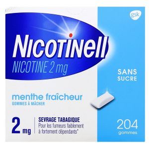 GSK Nicotinell Menthe Fraicheur 2 mg 204 Gmmes à Mâcher - Pharmacie Agnès Praden à Alès