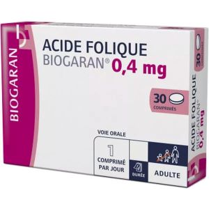 Biogaran Acide Folique 0,4 mg Comprimes B/30 - Pharmacie Agnès Praden à Alès