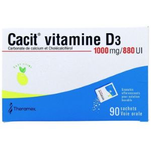 Theramex Cacit Vitamine D3 1000mg/880UI Granulés Effervescents 90 Sachets - Pharmacie Agnès Praden à Alès