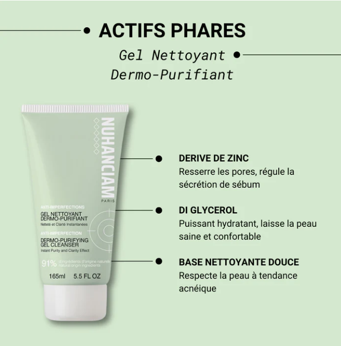 Nuhanciam Anti-imperfections Gel Nettoyant Purifiant 165ml  - Pharmacie Agnès Praden à Alès
