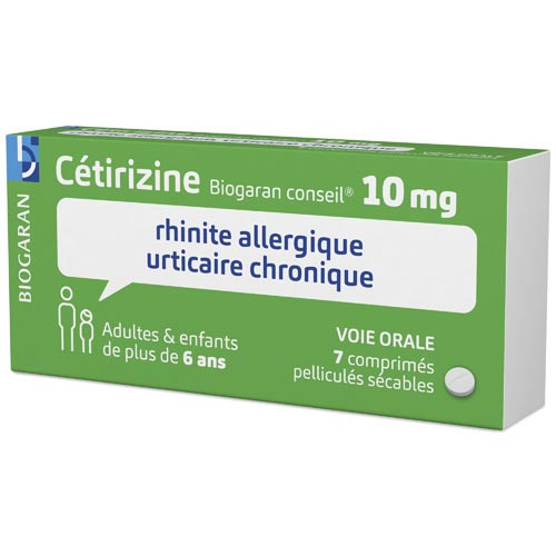 Cétirizine Biogaran 10 mg 7 comprimés - Pharmacie Agnès Praden à Alès