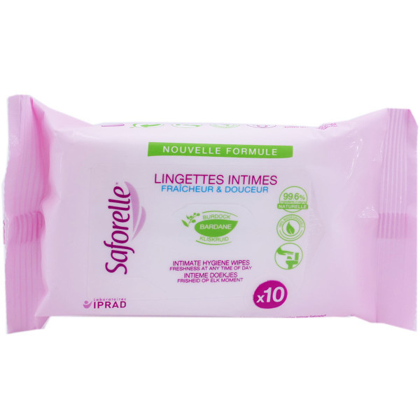Saforelle Lingettes Intimes 10 Lingettes - Pharmacie Agnès Praden à Alès