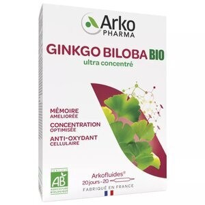 Arkopharma Arkofluides Ginkgo Biloba Bio 20 Ampoules - Pharmacie Agnès Praden à Alès