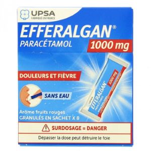 Upsa Efferalgan 1000 mg Fruits Rouges, Granulés - 8 Sachets - Pharmacie Agnès Praden à Alès