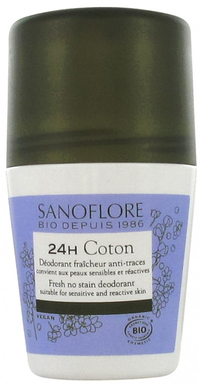 Sanoflore 24H Coton Déodorant Roll-On Bio 50 ml - Pharmacie Agnès Praden à Alès