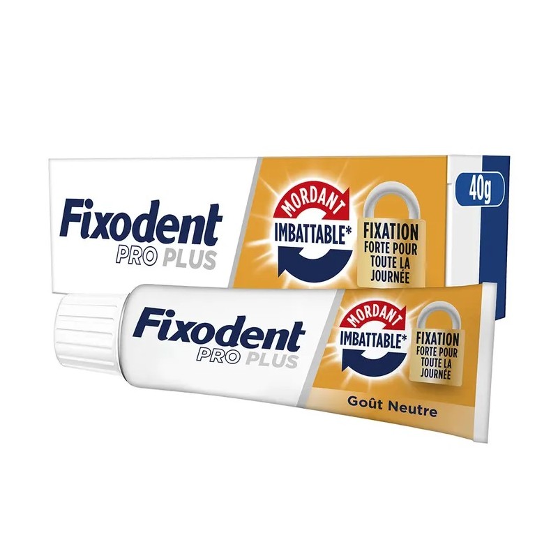 Fixodent Pro Plus Mordant imbattable crème adhésive 40g - Pharmacie Agnès Praden à Alès