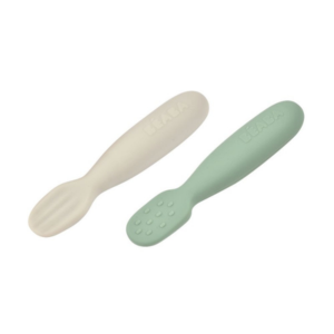 Beaba Lot 2 pré-cuillères silicone Sage green/Velvet grey - Pharmacie Agnès Praden à Alès