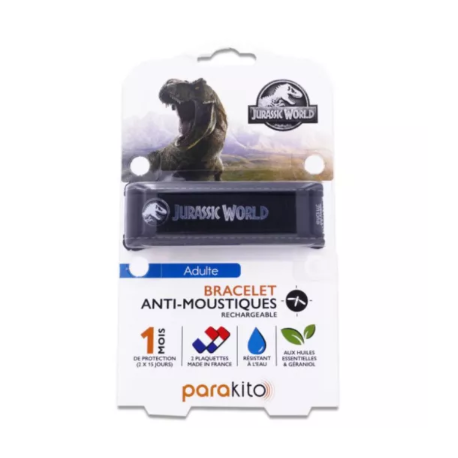 Parakito Junior Bracelet anti-moustiques Jurassic World Noir + 2 recharges - Pharmacie Agnès Praden à Alès