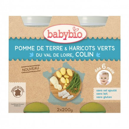 Babybio Pomme de Terre & Haricots Verts Val de Loire, Colin 2*200g - Pharmacie Agnès Praden à Alès