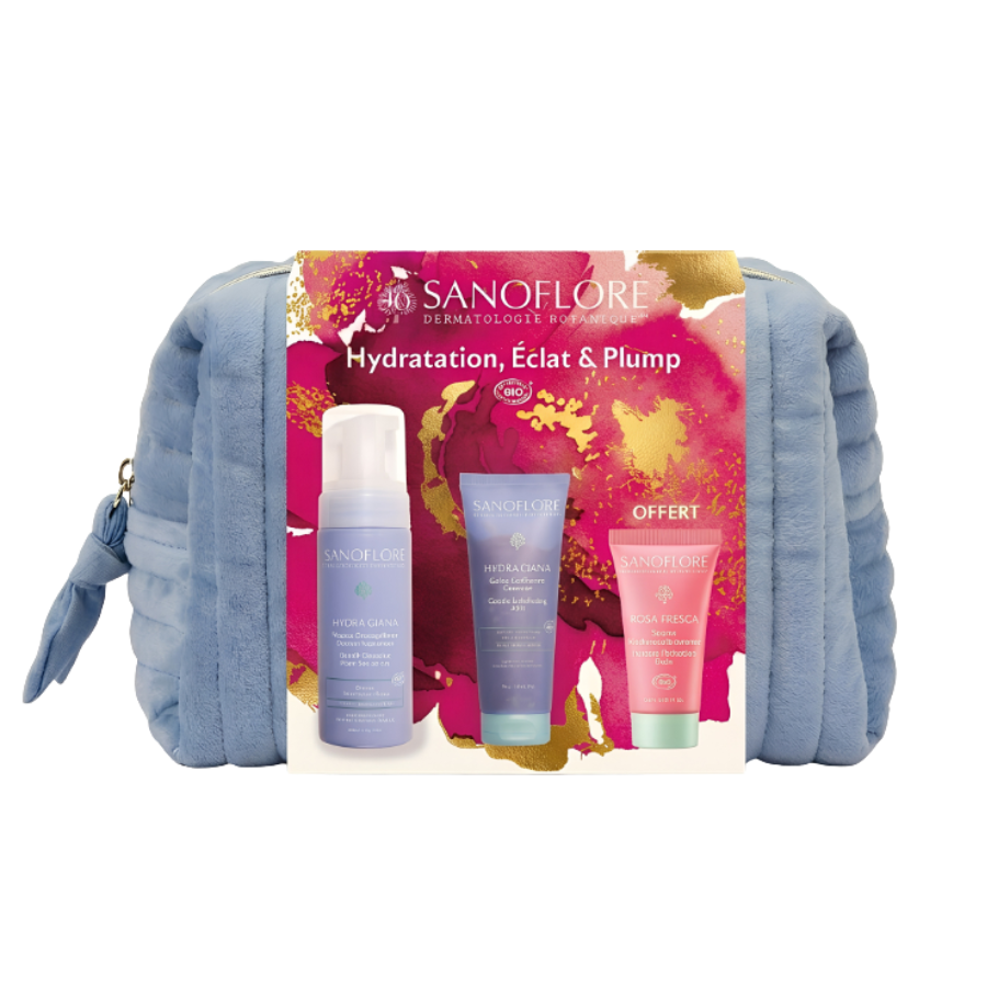 Sanoflore Trousse Hydratation & Éclat Mousse Démaquillante 150 ml + Gelée Exfoliante 75 ml + Baume hydratation intense 15 ml Offert 