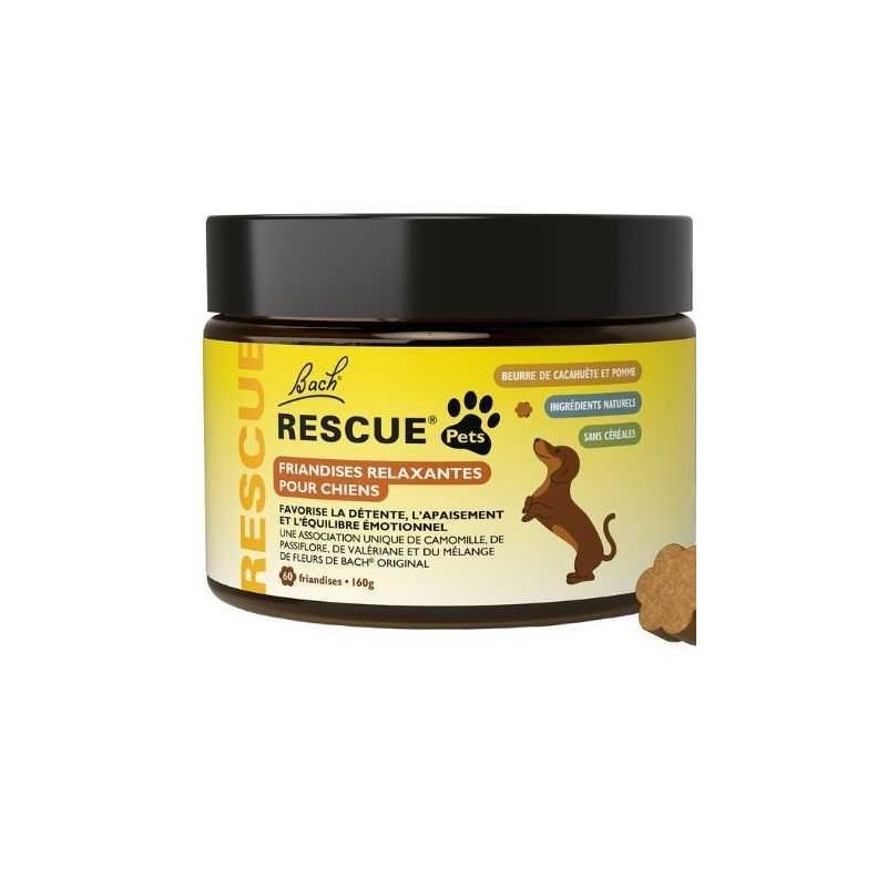 Fleur de Bach Rescue Pets Friandises Relaxantes Pour Chien, 60 Croquettes - Pharmacie Agnès Praden à Alès