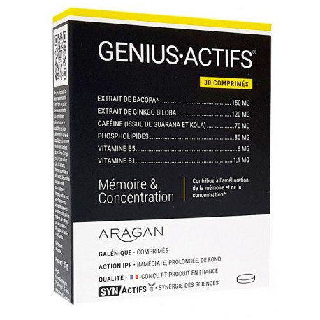 Aragan Genius Actifs 30  comprimés - Pharmacie Agnès Praden à Alès