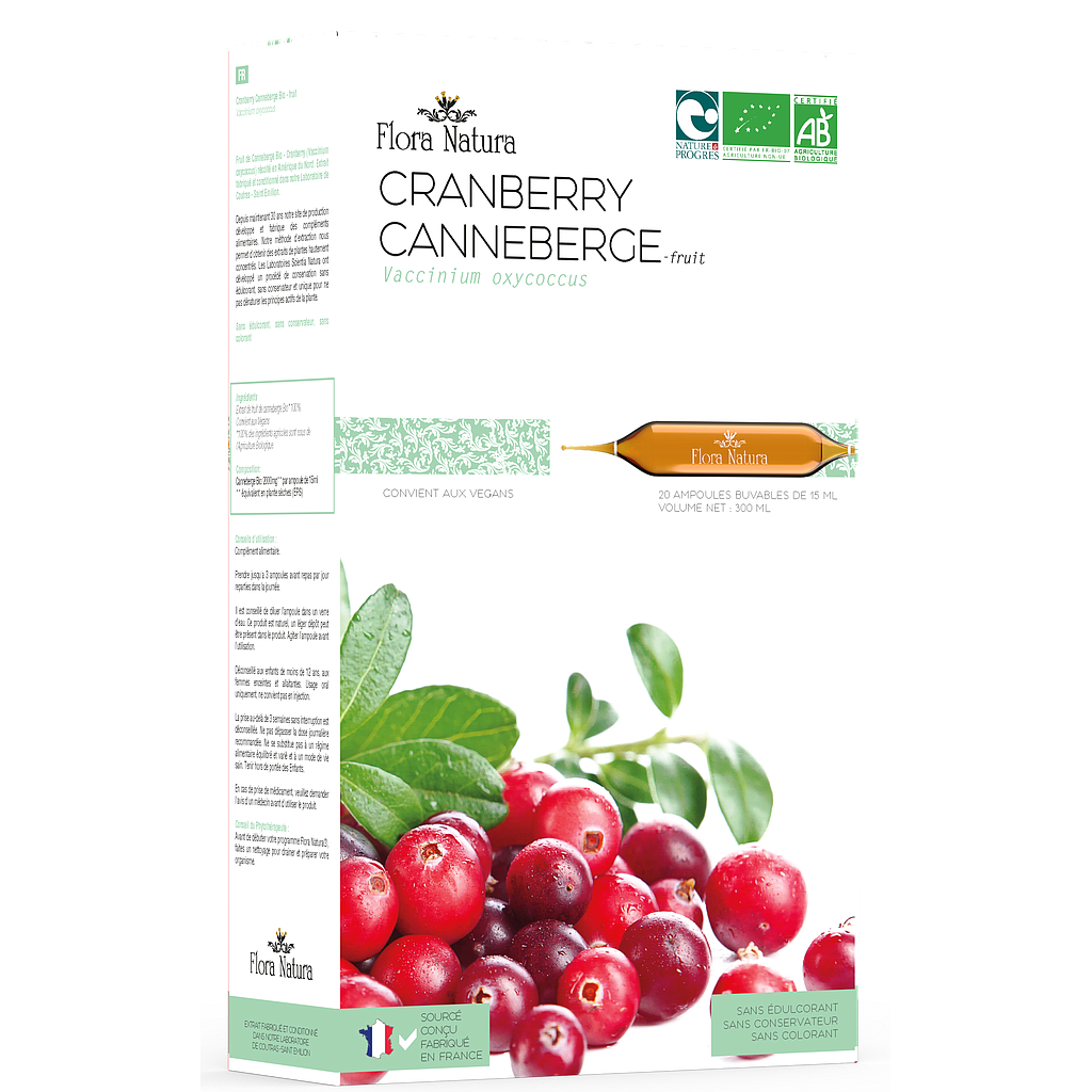 Flora Natura® Canneberge Bio 20 Ampoules - Pharmacie Agnès Praden à Alès