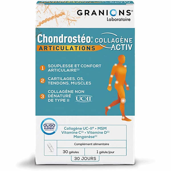 Laboratoire des Granions chondrostéo+ articulations collagène activ 30 gélules 14g - Pharmacie Agnès Praden à Alès