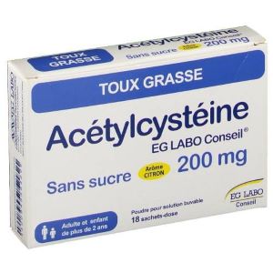 Eg Labo Acétylstéine 200 mg Sans Sucre 18 Comprimés - Pharmacie Agnès Praden à Alès