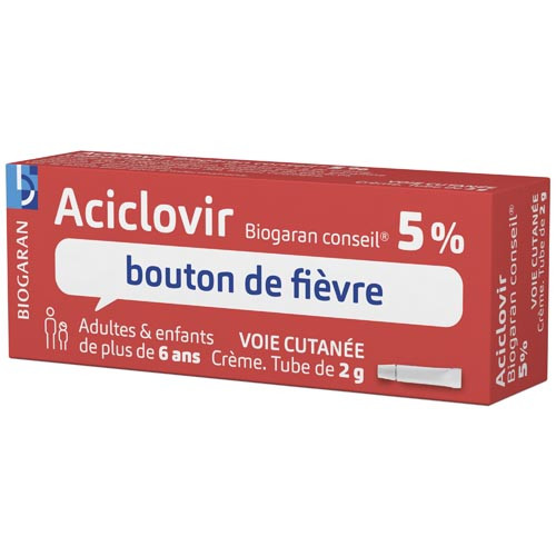 Aciclovir 5% Biogaran crème  2g - Pharmacie Agnès Praden à Alès