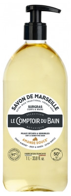 Le Comptoir du Bain Savon de Marseille Surgras Amande Douce 1L - Pharmacie Agnès Praden à Alès