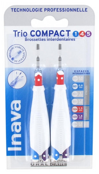 Inava Trio Compact 6 Brossettes Interdentaires - Taille 0,8/1,5/1,8 mm - Pharmacie Agnès Praden à Alès