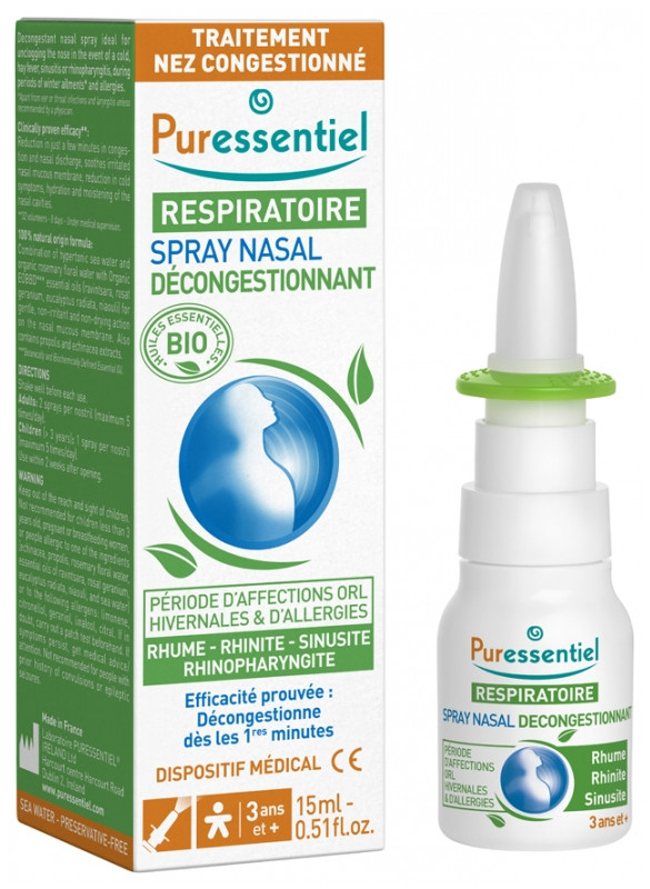 Puressentiel Respiratoire Spray Nasal Décongestionnant 15ml - Pharmacie Agnès Praden à Alès