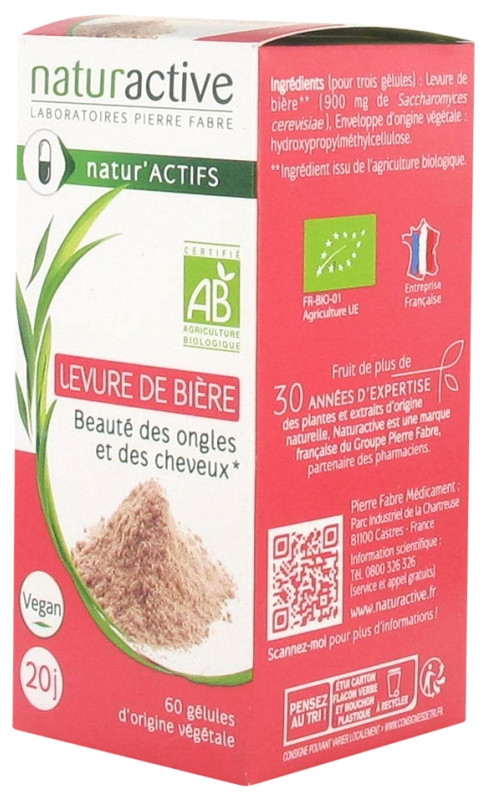 Naturactive Levure de Bière Bio 60 Gélules - Pharmacie Agnès Praden à Alès