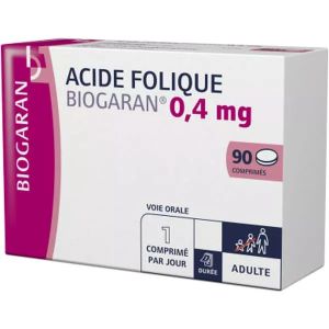 Biogaran Acide Folique 0,4 mg 90 Comprimés  - Pharmacie Agnès Praden à Alès
