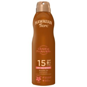 Hawaiian Tropic Glowing Protection Spray Huile Sèche SPF15 177 ml - Pharmacie Agnès Praden à Alès