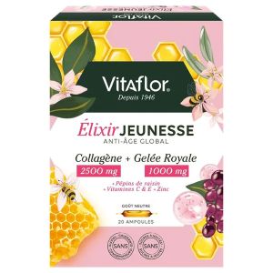  Vitaflor Elixir Jeunesse Anti-âge Global Goût Neutre 20 Ampoules - Pharmacie Agnès Praden à Alès