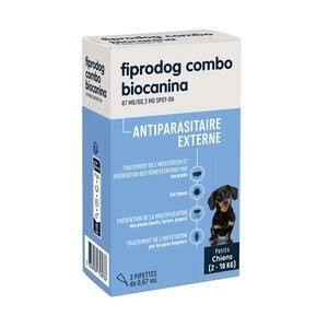 Biocanina Fiprodog Combo Petits Chiens de 2 à 10kg 3 Pipettes - Pharmacie Agnès Praden à Alès