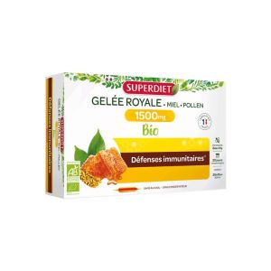 Super Diet Gelée Royale Miel d'Acacia Pollen Bio 20 Ampoules - Pharmacie Agnès Praden à Alès