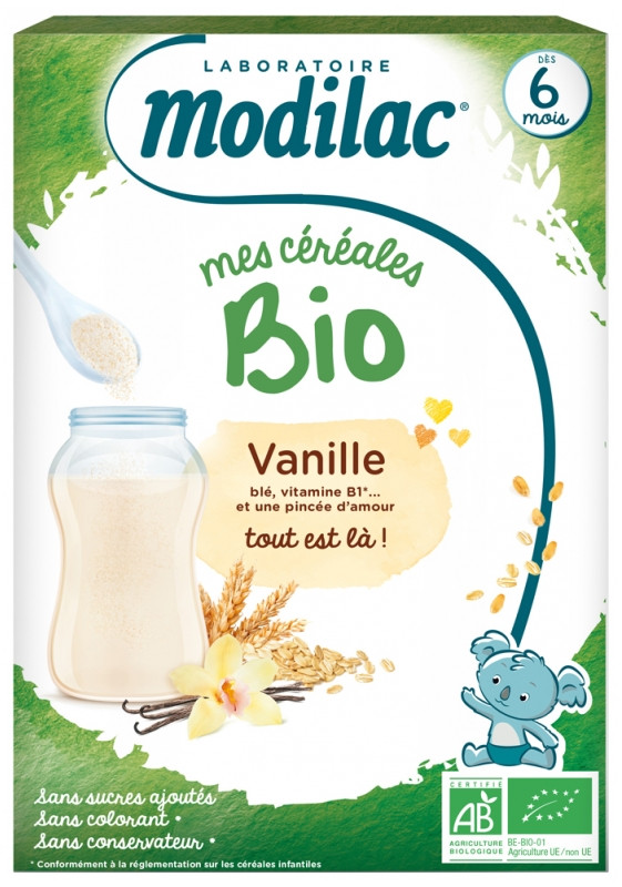 Modilac Céréales Bio Vanille dès 6 mois 250 g - Pharmacie Agnès Praden à Alès