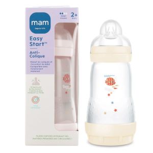 Mam Biberon Easy Start Anti-Colique 2 Mois Et + Débit 2 Couleur Coton 260 ml - Pharmacie Agnès Praden à Alès