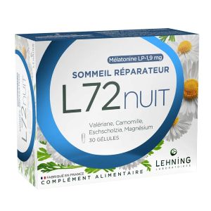 Lehning L72 Nuit Mélatonine 1,9mg Sommeil Réparateur 30 Gélules - Pharmacie Agnès Praden à Alès