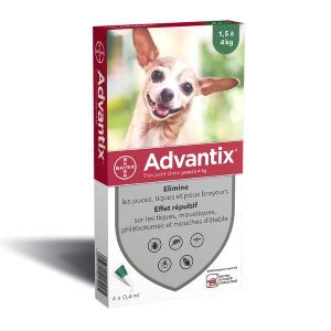 Advantix Pipettes Pour Très Petit Chien 1.5 à 4kg 4 pipettes - Pharmacie Agnès Praden à Alès