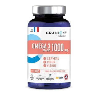 Laboratoire des Granions Oméga 3 1000mg Cerveau Cœur & Vision 60 capsules - Pharmacie Agnès Praden à Alès